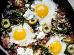Baked Eggs with Swiss Chard and Green Olives