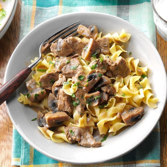 Beef Burgundy Over Noodles recipe