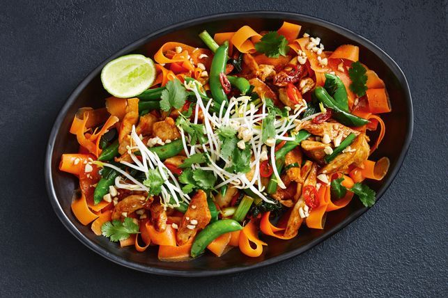 Chicken and carrot-noodle pad thai