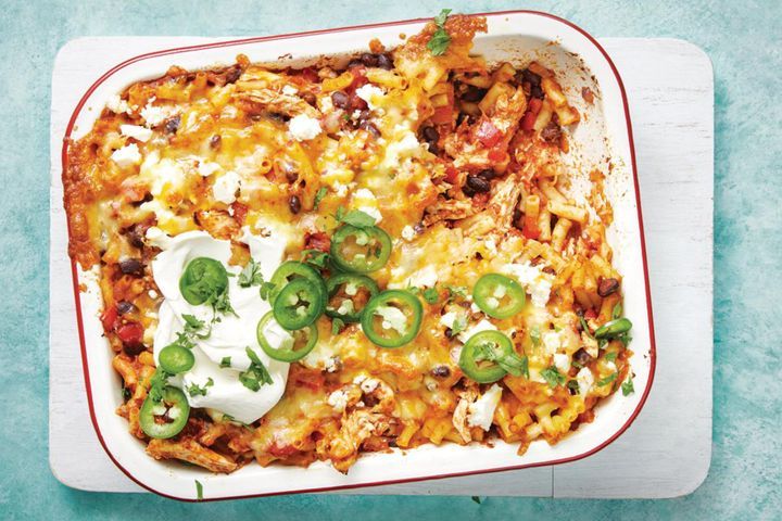 Mexican chicken pasta bake